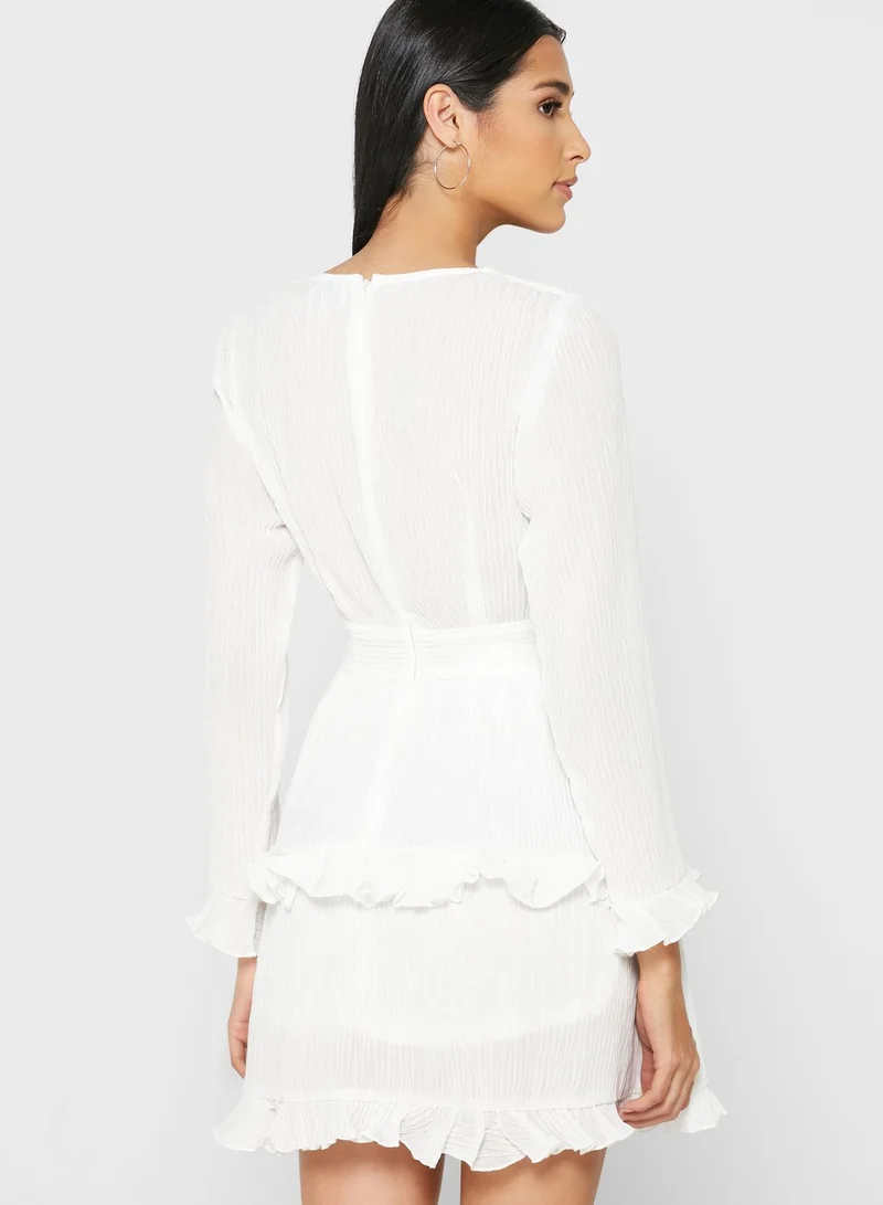 Ginger Wrap Front Tiered Mini Dress
