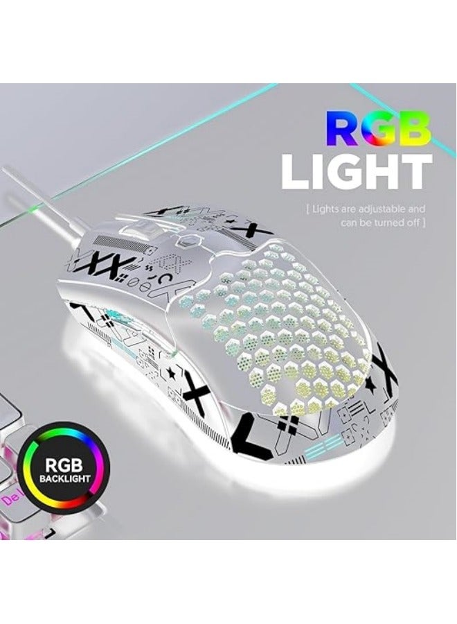 general Lightweight Gaming Mouse Wired with Anti Slip Grip Tape, 12000DPI Backlit Mice with 7 Buttons Programmable, Honeycomb Shell Wired Mouse for PC Gamers and Xbox and PS4 - Image 3