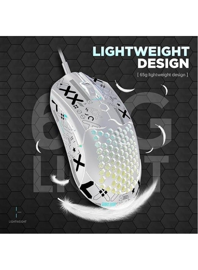 general Lightweight Gaming Mouse Wired with Anti Slip Grip Tape, 12000DPI Backlit Mice with 7 Buttons Programmable, Honeycomb Shell Wired Mouse for PC Gamers and Xbox and PS4 - Image 4