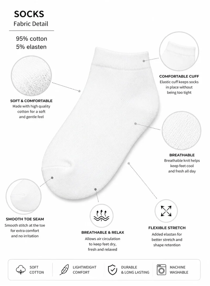 Al Ibrah Kids Cotton School Ankle Socks 3-Pack for Boys and Girls