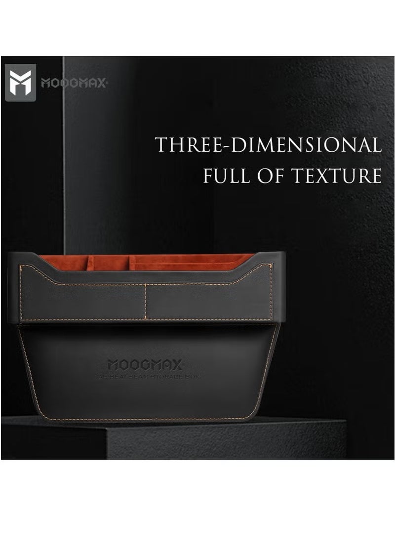 MOOG MAX Premium PU Leather Car Seat Gap Filler & Organizer – Multifunctional Storage Box with Cable Hole for Phones, Sunglasses, Keys, Wallets & Cards - Image 4