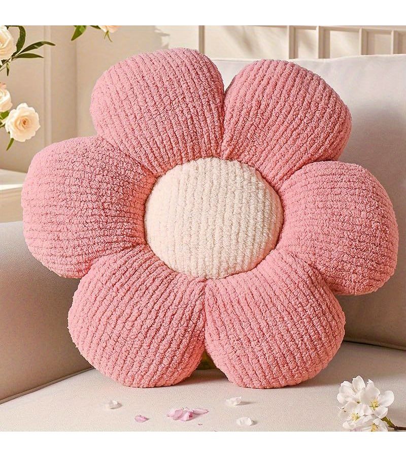 Purple 6 Petal Flower Plush Pillow 35cm for Sofa Bed Home Decoration - Image 1