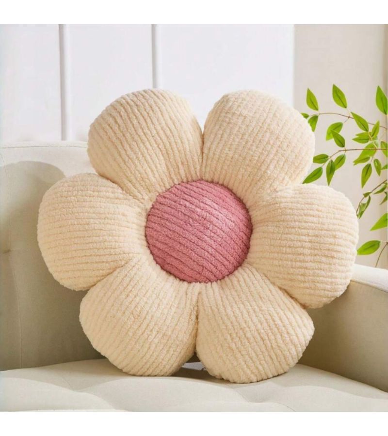 Purple 6 Petal Flower Plush Pillow 35cm for Sofa Bed Home Decoration - Image 2