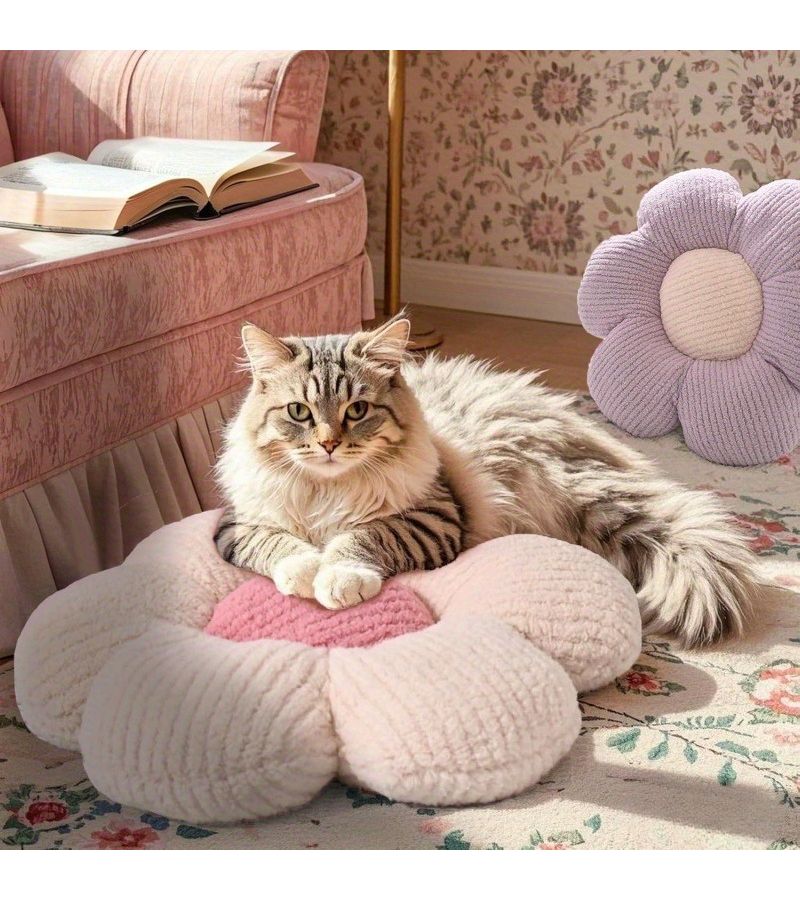 Purple 6 Petal Flower Plush Pillow 35cm for Sofa Bed Home Decoration - Image 5