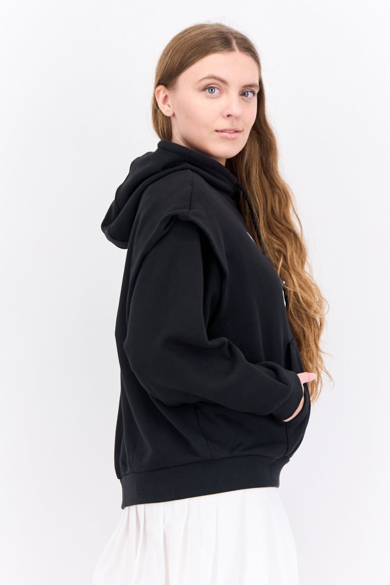 adidas Originals Women Sportswear Fit Long Sleeve Outdoor Hoodie, Black  - Image 3