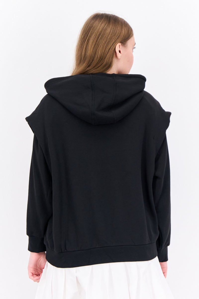 adidas Originals Women Sportswear Fit Long Sleeve Outdoor Hoodie, Black  - Image 2