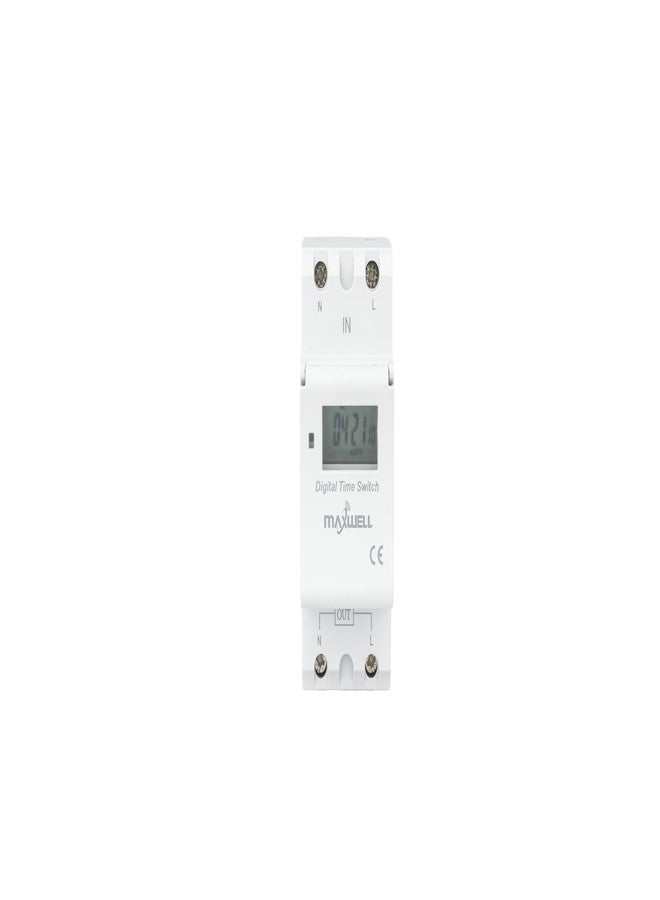 Maxwell 240V AC 4 PIN Programmable Daily/Weekly Digital LCD Display Control Counter/Time Timer Relay Switch: DIN Rail Type (Warranty 12 Months) - Image 1