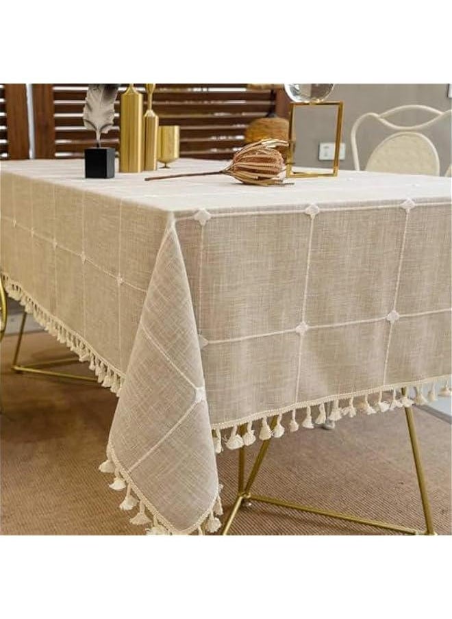 Tablecloths, Embroidered Checkered Table Cloth Cotton Linen Wrinkle Free Anti-Fading Table Cover Decoration for Kitchen Dinning Party , 55 x 102 Inch (Checkered Brown) - pzsku/Z390C8AABF9E77D0A1AFDZ/45/_/1728655363/a8d42dad-9a7d-4570-9677-4a4ea6ea8072