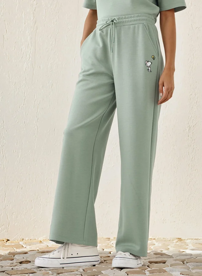 اس بي كاركترز Snoopy Embroidered Wide Leg Pants with Pockets