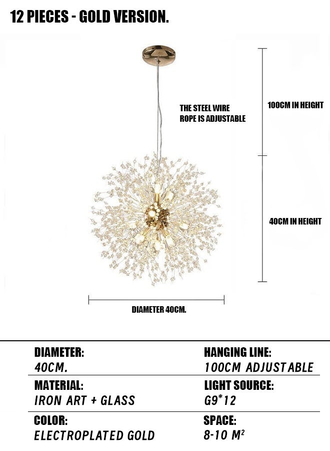 8 Light，adjustable three-color Nordic dandelion golden pendant light is suitable for home, living room, bedroom and dining room ceiling lights and ceiling fixtures. - Image 2