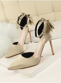BIGTREE High-Heeled Stiletto Pointed Shoes Heel Height 10CM Beige 