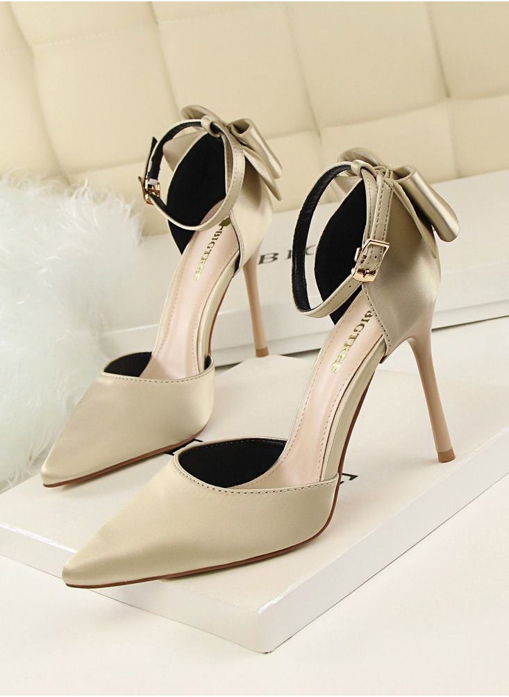 BIGTREE - High-Heeled Stiletto Pointed Shoes Heel Height 10CM Beige - Image 1