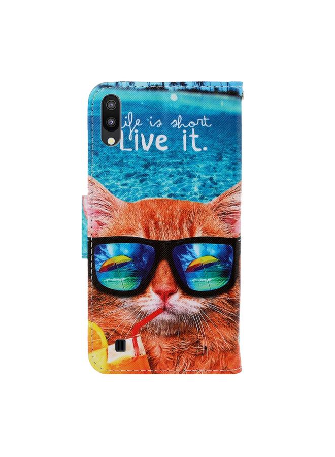 اس-توب جراب لهاتف Galaxy A10 / M10، جراب جلدي من البولي يوريثان قابل للطي أفقيًا برسومات ملونة ثلاثية الأبعاد مع حامل وفتحات للبطاقات ومحفظة - Image 3