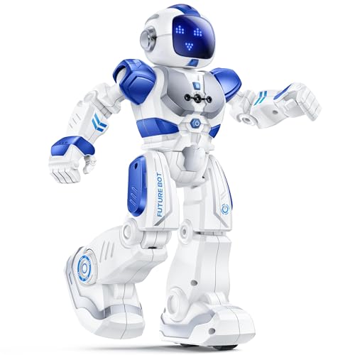 Ruko 6088 Programmable Robot with Gesture Cotrol Remote Control APP Control Rechargeable Robots Toys for Boys and Girls Interactive LED Faces QA Games Gift for Kids 36 Blue - Image 1
