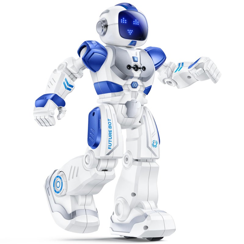Ruko 6088 Programmable Robot with Gesture Cotrol Remote Control APP Control Rechargeable Robots Toys for Boys and Girls Interactive LED Faces QA Games Gift for Kids 36 Blue - Image 2
