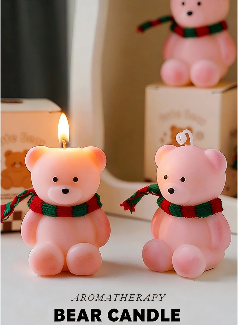 MOOCO Bear Candle Handmade ,Luxury Rose Aromatherapy Candle,Deep Floral Woody Musk Fragrance,Scented Candle Gift,Home Decoration,Natural Soybean Wax,Cute and Creative Gift ,Relaxing and Calming Fragrance,Birthday,Wedding,Anniversary,Party,Souvenir,Yoga,Relaxing SPA,Bathroom,Gift for Stress Relief,Meditation, Aroma Candle for Men and Women, Natural for Home & Office,Pink - Image 2