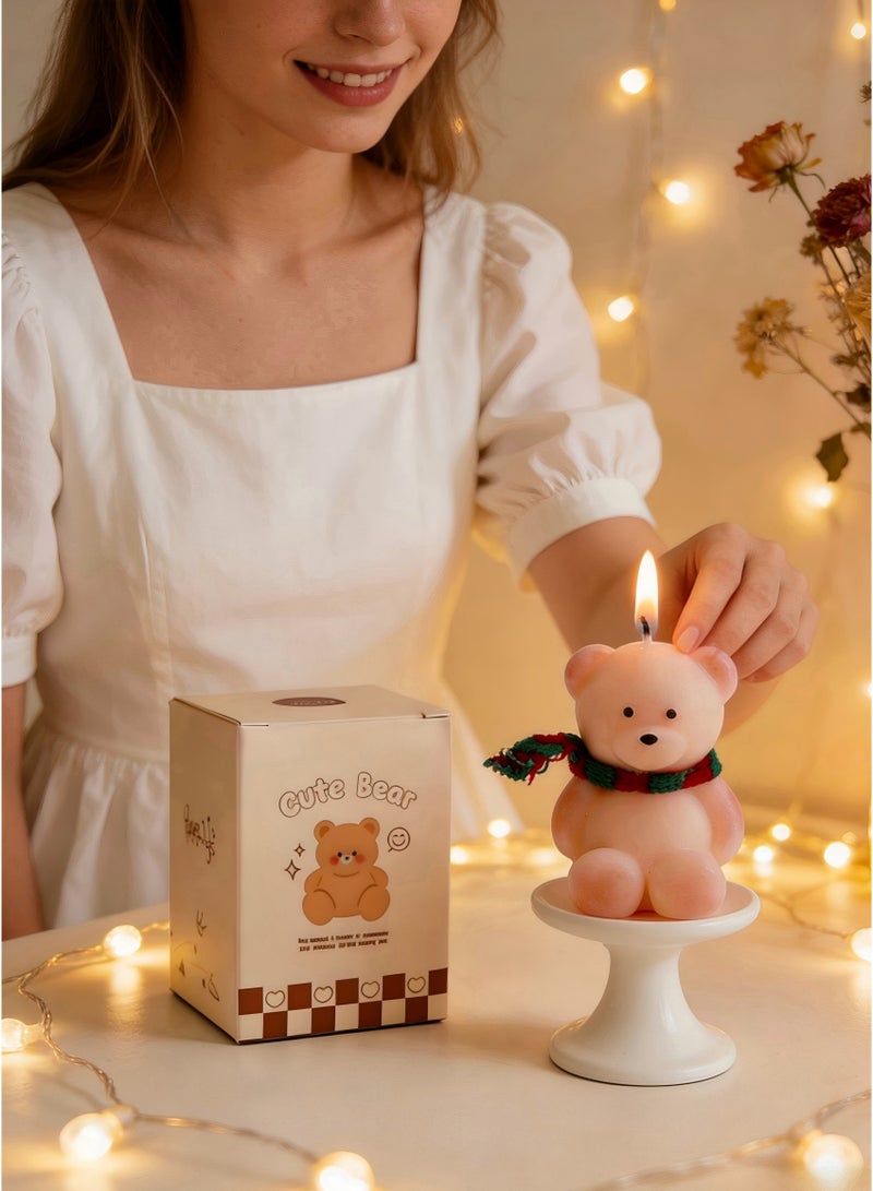 MOOCO Bear Candle Handmade ,Luxury Rose Aromatherapy Candle,Deep Floral Woody Musk Fragrance,Scented Candle Gift,Home Decoration,Natural Soybean Wax,Cute and Creative Gift ,Relaxing and Calming Fragrance,Birthday,Wedding,Anniversary,Party,Souvenir,Yoga,Relaxing SPA,Bathroom,Gift for Stress Relief,Meditation, Aroma Candle for Men and Women, Natural for Home & Office,Pink - Image 4