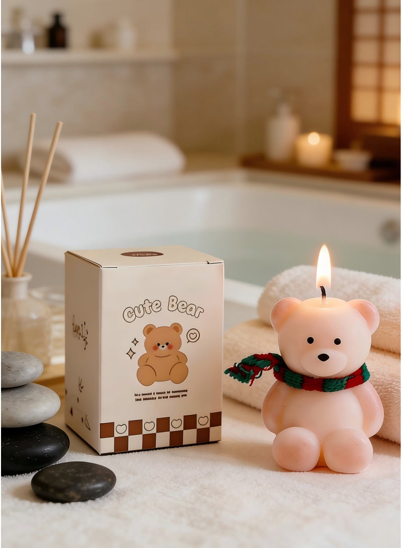 MOOCO Bear Candle Handmade ,Luxury Rose Aromatherapy Candle,Deep Floral Woody Musk Fragrance,Scented Candle Gift,Home Decoration,Natural Soybean Wax,Cute and Creative Gift ,Relaxing and Calming Fragrance,Birthday,Wedding,Anniversary,Party,Souvenir,Yoga,Relaxing SPA,Bathroom,Gift for Stress Relief,Meditation, Aroma Candle for Men and Women, Natural for Home & Office,Pink - Image 3