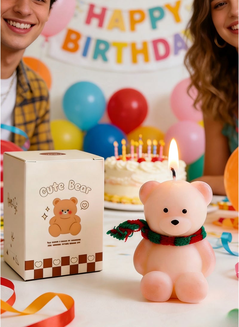 MOOCO Bear Candle Handmade ,Luxury Rose Aromatherapy Candle,Deep Floral Woody Musk Fragrance,Scented Candle Gift,Home Decoration,Natural Soybean Wax,Cute and Creative Gift ,Relaxing and Calming Fragrance,Birthday,Wedding,Anniversary,Party,Souvenir,Yoga,Relaxing SPA,Bathroom,Gift for Stress Relief,Meditation, Aroma Candle for Men and Women, Natural for Home & Office,Pink - Image 5