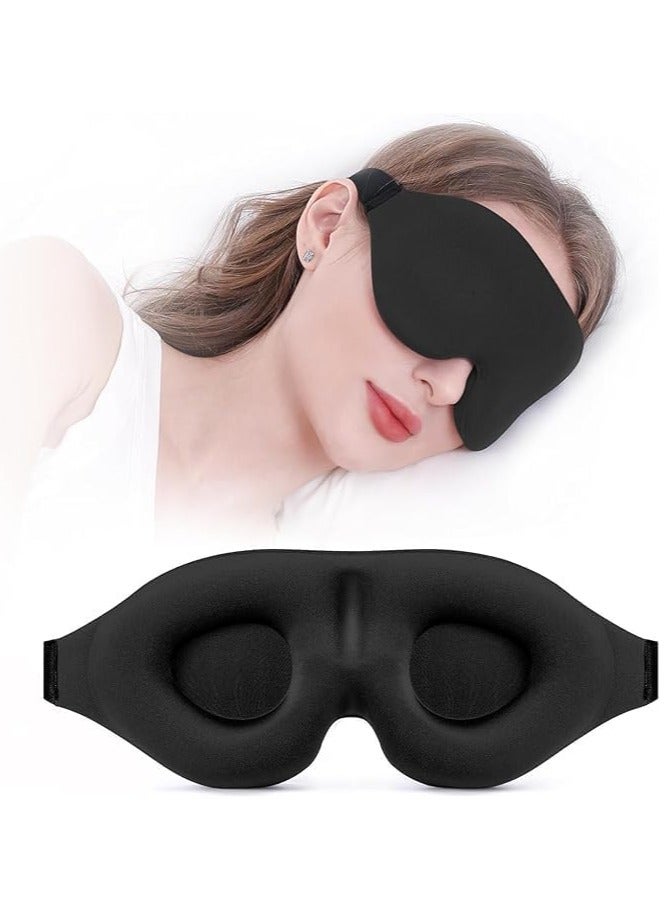 3D Contoured Sleep Mask for Women & Men – Ultra Soft Eye Mask with Adjustable Strap, Light Blocking Blindfold for Travel, Naps, Night Shift, and Relaxation - Image 1