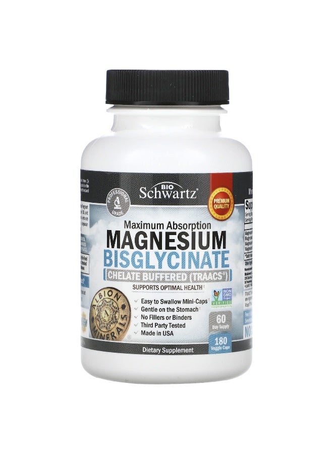 BioSchwartz BioSchwartz, Maximum Absorption Magnesium Bisglycinate, 72 mg , 180 Veggie Caps (24 mg Per Cap)  - Image 3