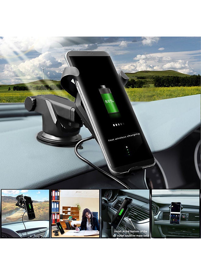 NIBEMINENT Fast Wireless Car Charger With Universal Suction Cup Air Vent Mount Charging For QI-Enable Devices Black  - Image 5