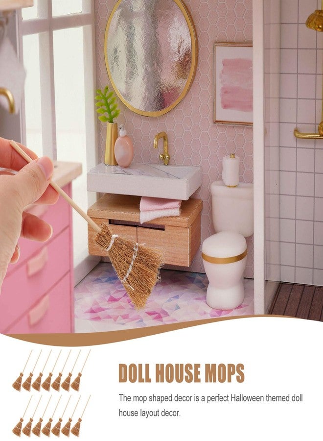 Amosfun 20pcs Mini Halloween Straw Brooms Witch Broomstick Broom Ornaments Witch Dollhouse Decoration - Image 3
