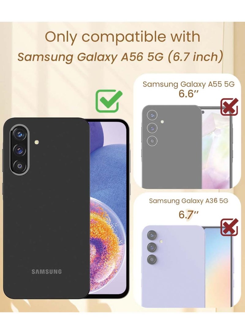 Samsung Galaxy A56 Case, Galaxy A56 5G Case with Screen Protector, 360° Rotatable Ring Holder Magnetic Kickstand,Plated Gold Edge Slim Soft TPU Protective Phone Cover (Black, A56) - Image 2