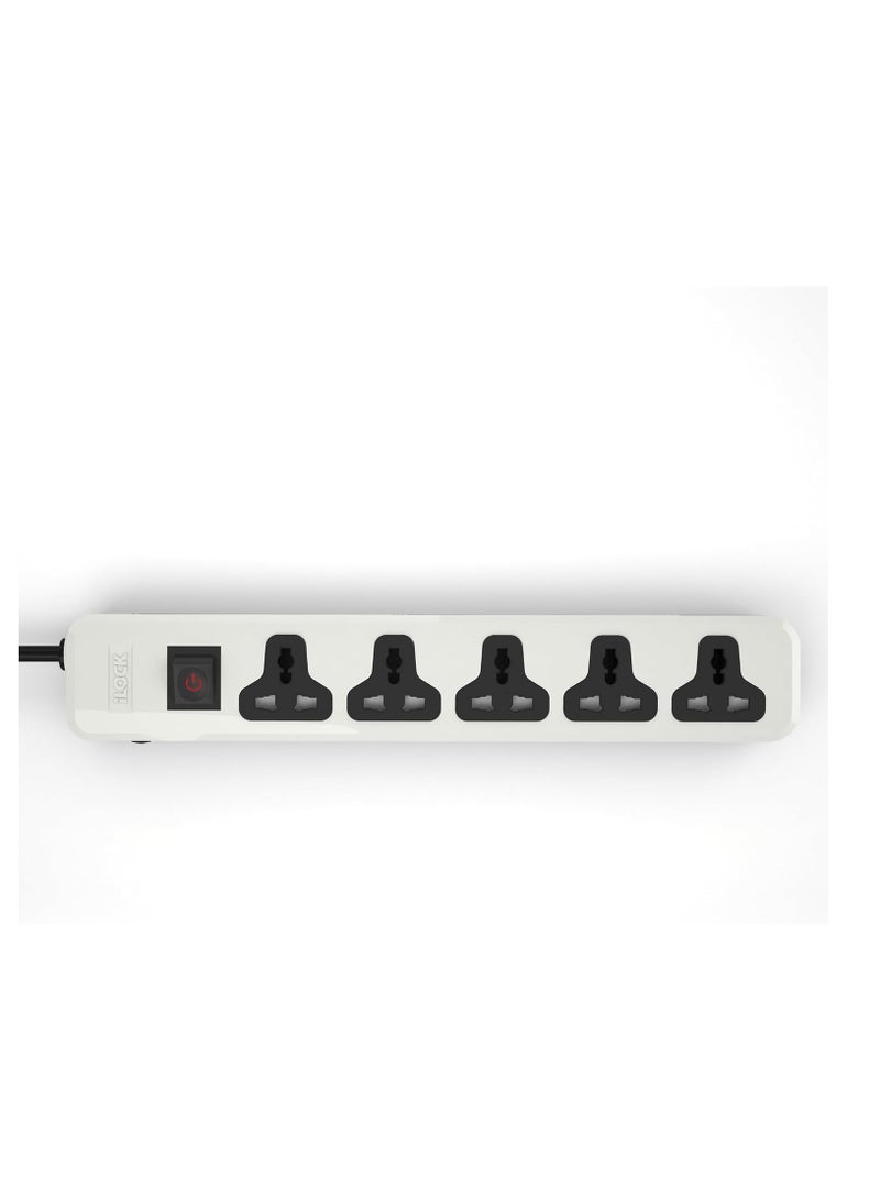 iLOCK Power Strip 5 Universal Outlets without earthing  2m Cable 2860 watt White - Image 2