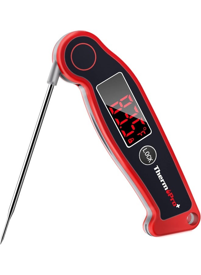 ThermoPro TP19 Waterproof Digital Meat Thermometer for Grilling with Ambidextrous Backlit & Thermocouple Instant Read Kitchen Cooking Food Thermometer for Candy Water Oil BBQ Grill Smoker Classic-red - Image 1