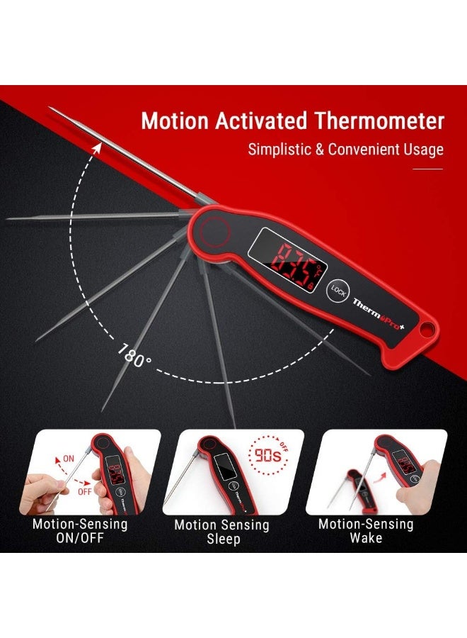 ThermoPro TP19 Waterproof Digital Meat Thermometer for Grilling with Ambidextrous Backlit & Thermocouple Instant Read Kitchen Cooking Food Thermometer for Candy Water Oil BBQ Grill Smoker Classic-red - Image 5
