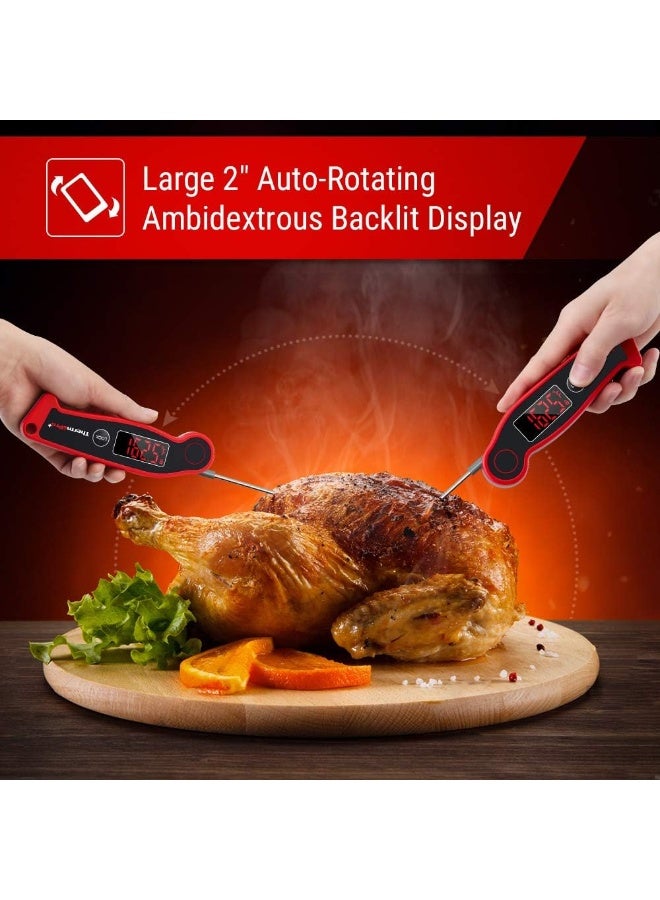 ThermoPro TP19 Waterproof Digital Meat Thermometer for Grilling with Ambidextrous Backlit & Thermocouple Instant Read Kitchen Cooking Food Thermometer for Candy Water Oil BBQ Grill Smoker Classic-red - Image 4
