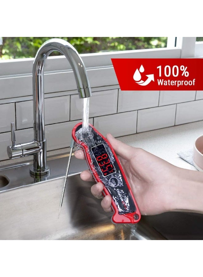 ThermoPro TP19 Waterproof Digital Meat Thermometer for Grilling with Ambidextrous Backlit & Thermocouple Instant Read Kitchen Cooking Food Thermometer for Candy Water Oil BBQ Grill Smoker Classic-red - Image 3