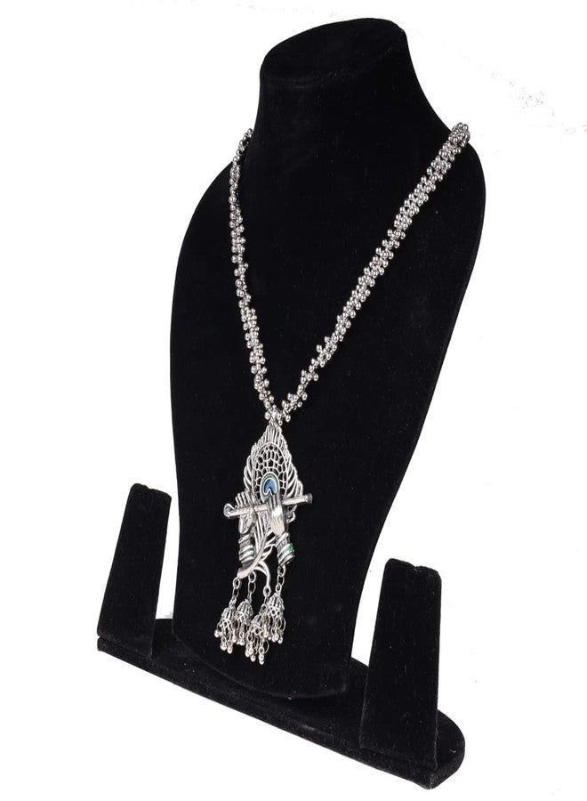 CE Necklace Set For Women Afghani Traditional Jewellery Set For Women Silver Oxidised Choker Jewellery Organisers [Set of 1] - Image 4
