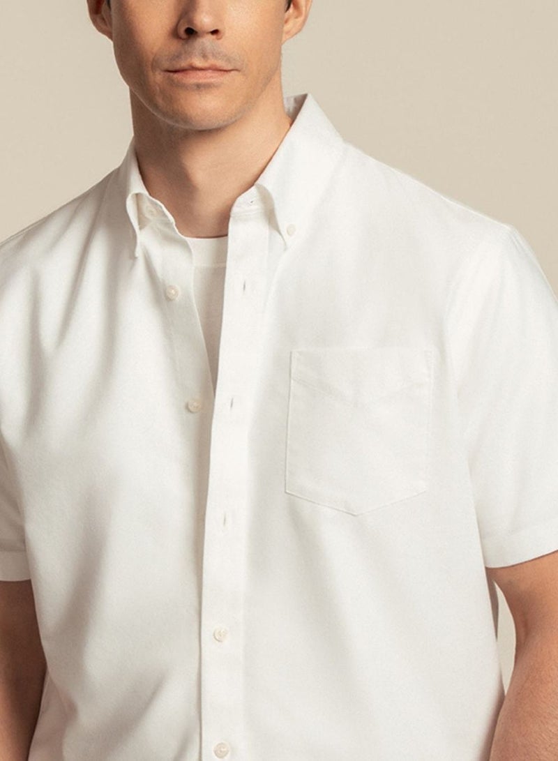 GIORDANO Men’s Regular Fit Wrinkle‑Free Short Sleeve Oxford Shirt - Image 2
