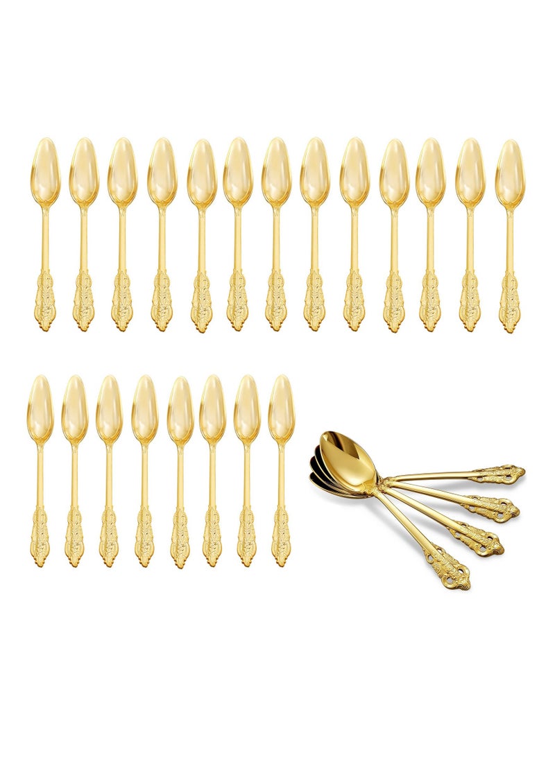 Generic - Gold Plastic Spoons Disposable, 25Pcs Dessert Spoon, 6.93 Inch Baroque Gold Plastic Silverware for Dessert Cake, Heavy Duty Plastic Spoons for Party, Wedding, Gorgeous Design Gold Spoons - Image 1