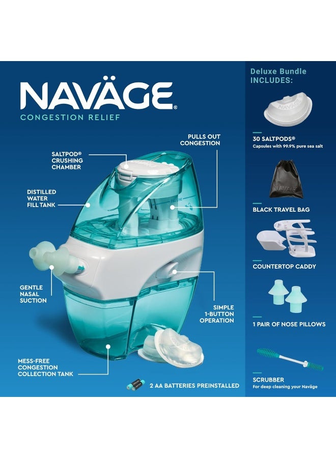 Navage Nasal Care Deluxe Bundle: Naväge Nose Cleaner, 48 SaltPod Capsules, Countertop Caddy, and Travel Case - Image 2