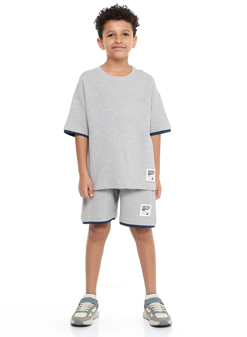 victor and jane Victor and Jane Boys' Cord Set – Grey T-Shirt and Shorts Outfit