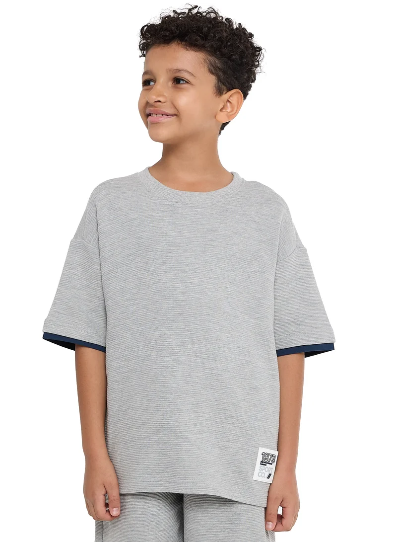 victor and jane Victor and Jane Boys' Cord Set – Grey T-Shirt and Shorts Outfit