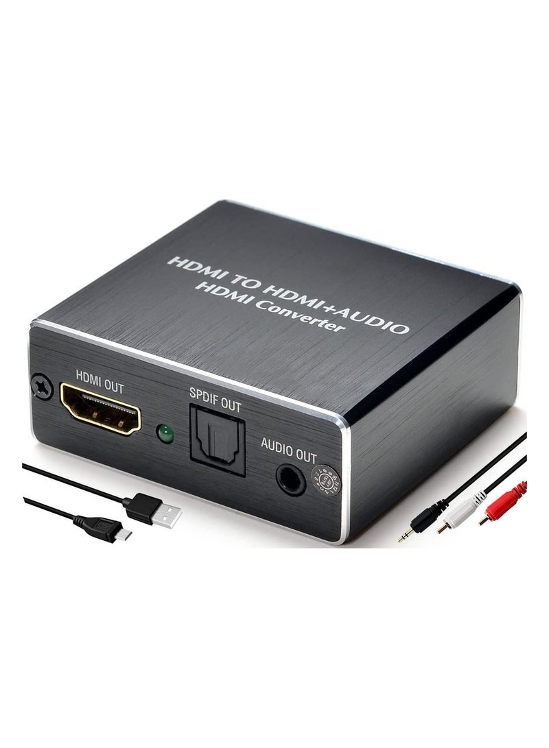HDMI Audio Extractor 4K – HDMI to Optical/TOSLINK & Analog 3.5mm Splitter for Blu-ray, DVD, Gaming Consoles, HDTV, Projectors, and Monitors