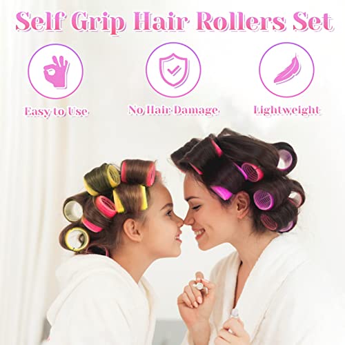 anezus Self Grip Hair Rollers Curlers Set 36Pcs, Hair Roller Sets 4 Sizes (Jumbo, Large, Medium, Small) with Clips and Comb for Long Medium Short Thick Fine Thin Hair Volume - Image 2