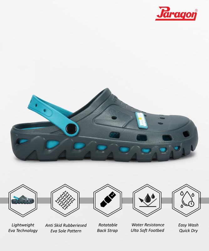 PARAGON Eeken EVK10916G Stylish Clogs for Men | Durable, Lightweight and Comfortable | Easy Wear Slip On with Rubberised Sole for Better Grip | Easy Washable - Image 3