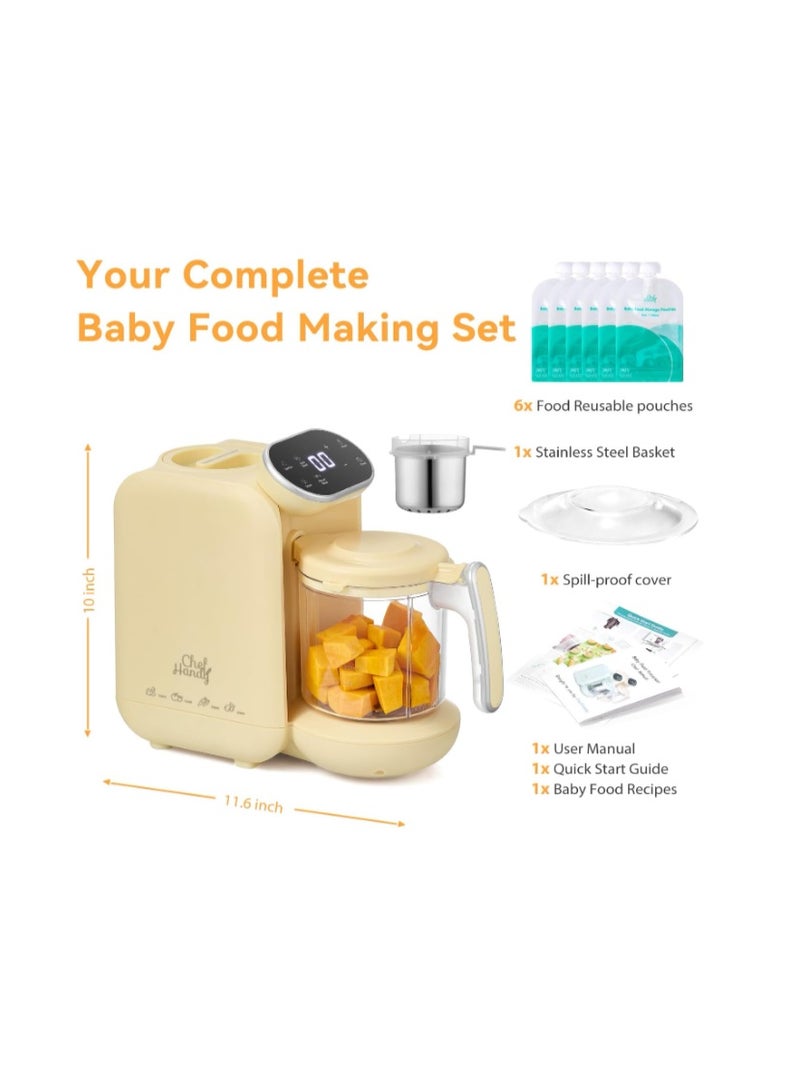 Chefhandy Baby Food Maker, 5 in 1 Baby Food Processor with Stainless Steel Steam Basket, Food Puree Maker with Steamer, Blender, Bottle Warmer Function, Auto Cooking & Grinding, Touchscreen - Image 2