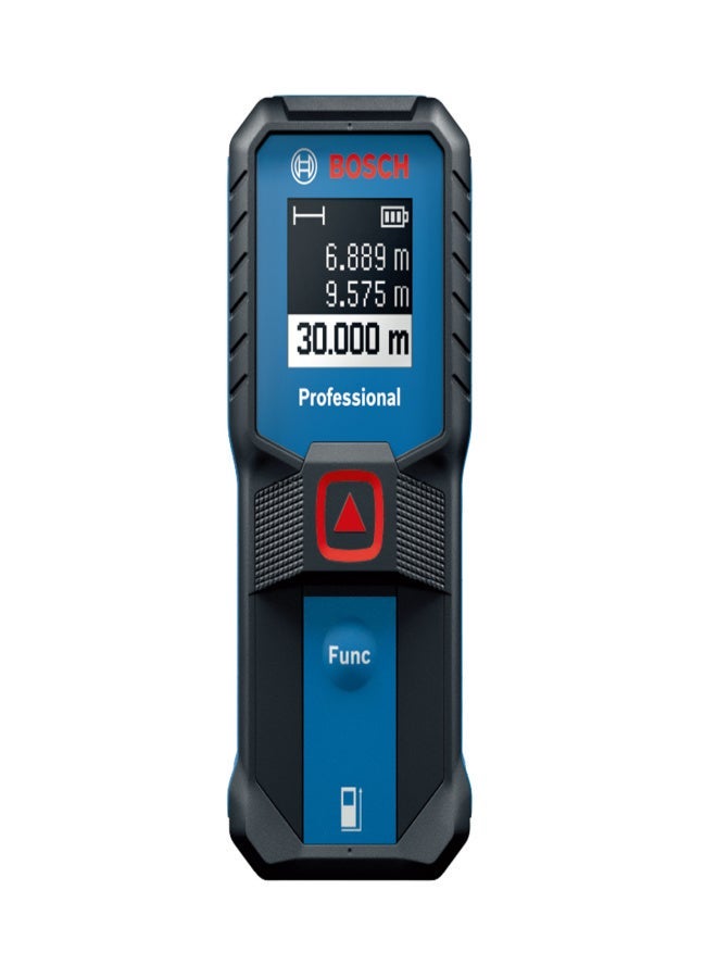 بوش مقياس المسافة بالليزر الأحمر GLM 30-23، نطاق 30 مترًا، دقة ±1.5 ملم، بتصنيف IP54، تصميم مدمج مع زرين، معتمد وفقًا لمعايير ISO - Image 1