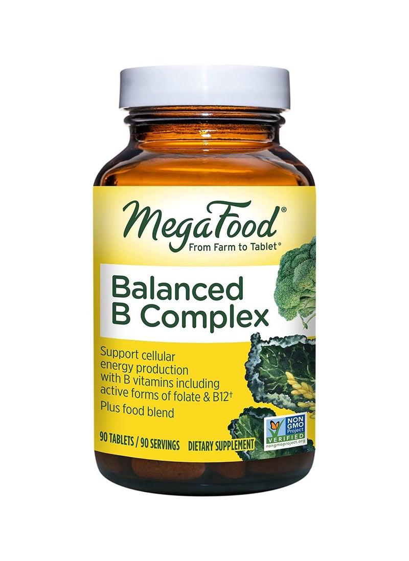 MegaFood - MegaFood Balanced B Complex - B Complex Vitamin That Helps Support Cellular Energy with Vitamins B1, B2, B3, B5, B6, B7, B9, B12 - Vegan, Kosher, and Non GMO - Made Without 9 Food Allergens - 90 Tabs - Image 1