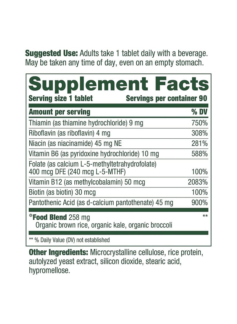 MegaFood - MegaFood Balanced B Complex - B Complex Vitamin That Helps Support Cellular Energy with Vitamins B1, B2, B3, B5, B6, B7, B9, B12 - Vegan, Kosher, and Non GMO - Made Without 9 Food Allergens - 90 Tabs - Image 1