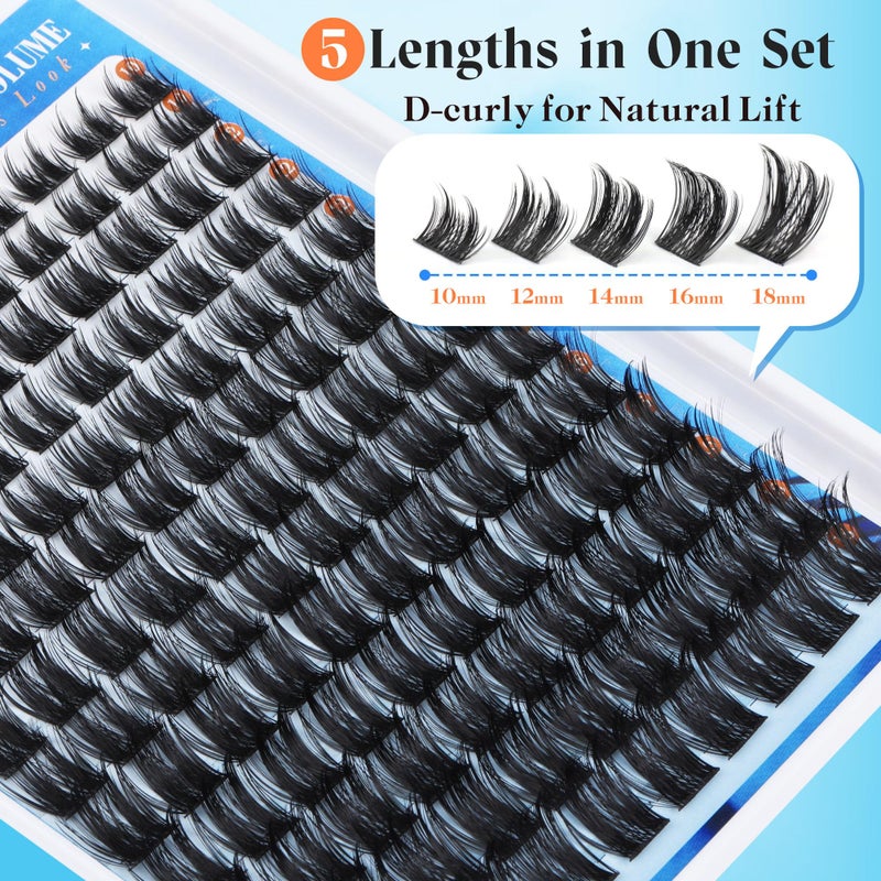 Newcally Eyelash Clusters Volume Lash Clusters Manga Spike Individual Lashes D-curly Wispy DIY Lash Extension 10-18MM Cluster Eyelash Extensions by Newcally - Image 3