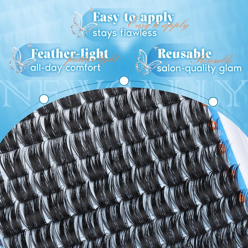 Newcally Eyelash Clusters Volume Lash Clusters Manga Spike Individual Lashes D-curly Wispy DIY Lash Extension 10-18MM Cluster Eyelash Extensions by Newcally - Image 5