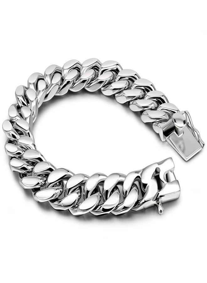 Dankadi Men 925 Sterling Silver Solid Miami Cuban Link Chain Bracelet -10MM - 12MM- Curb Cuban Bangle 7" 7.5" 8" 8.5" 9" 9.5"10" Thick Big Link Man Teen Boys Jewelry Gift, 8.5 inches, no gemstone - Image 1