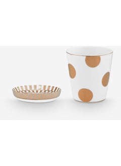 Pip Studio Dot Delight White Porcelain Latte Glass Set 230 ml  - Image 1